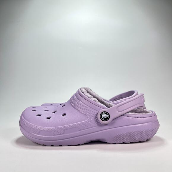 Crocs Classic Lined Clog Purple Slip On Faux Fur Shoes 203591 Women's Size 8 - Picture 4 of 11